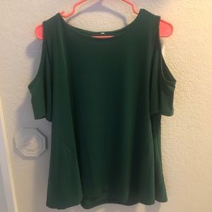 Green Cold Shoulder Top